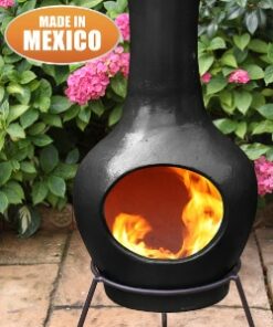 Sybele clay chiminea in black