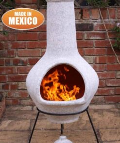 Tibor Mexican Chiminea pale mottled grey in garden