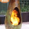 Gota Mexican Art Chiminea in Mottled Green and Brown (Large) - Lifestyle