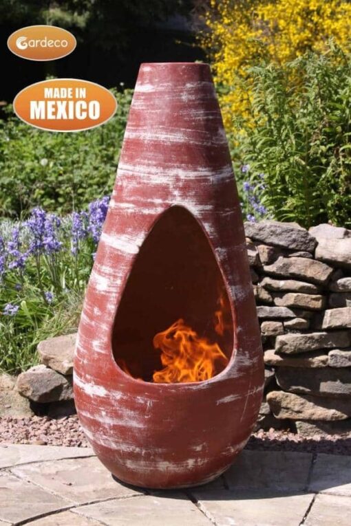 Gota Mexican Art Chiminea in Red (Medium) - Lifestyle