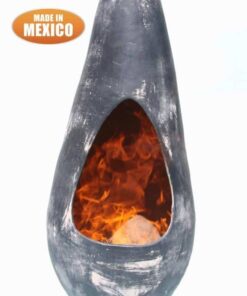Gota - Mexican Art Chiminea in Oxidised Green (Medium) = Front View