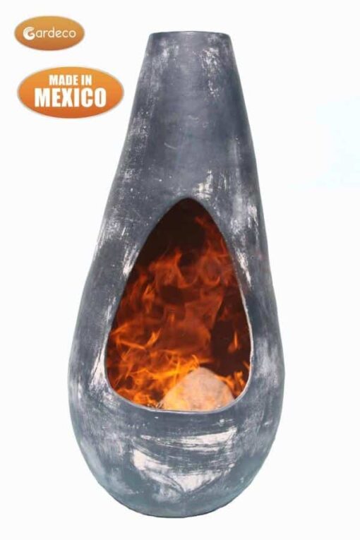 Gota - Mexican Art Chiminea in Oxidised Green (Medium) = Front View