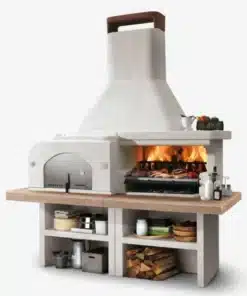 Palazzetti Gargano 3 Masonry Barbecue With Wood Fired Oven and Grey Worktop