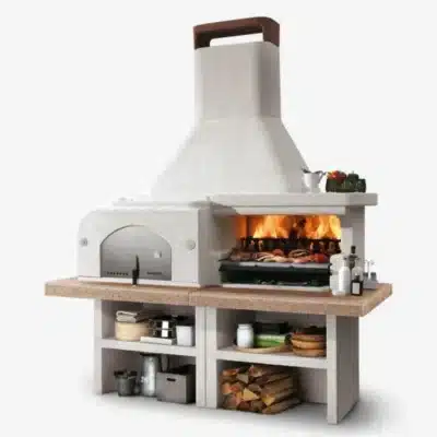 Palazzetti Gargano 3 Masonry Barbecue With Wood Fired Oven and Grey Worktop